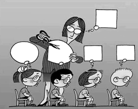 Professora "formatando" o pensamento de alunos