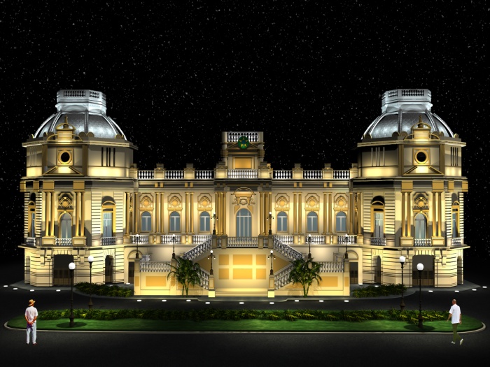 Imagem digital mostrando como ficaria a nova iluminação do palácio do governo no Rio
