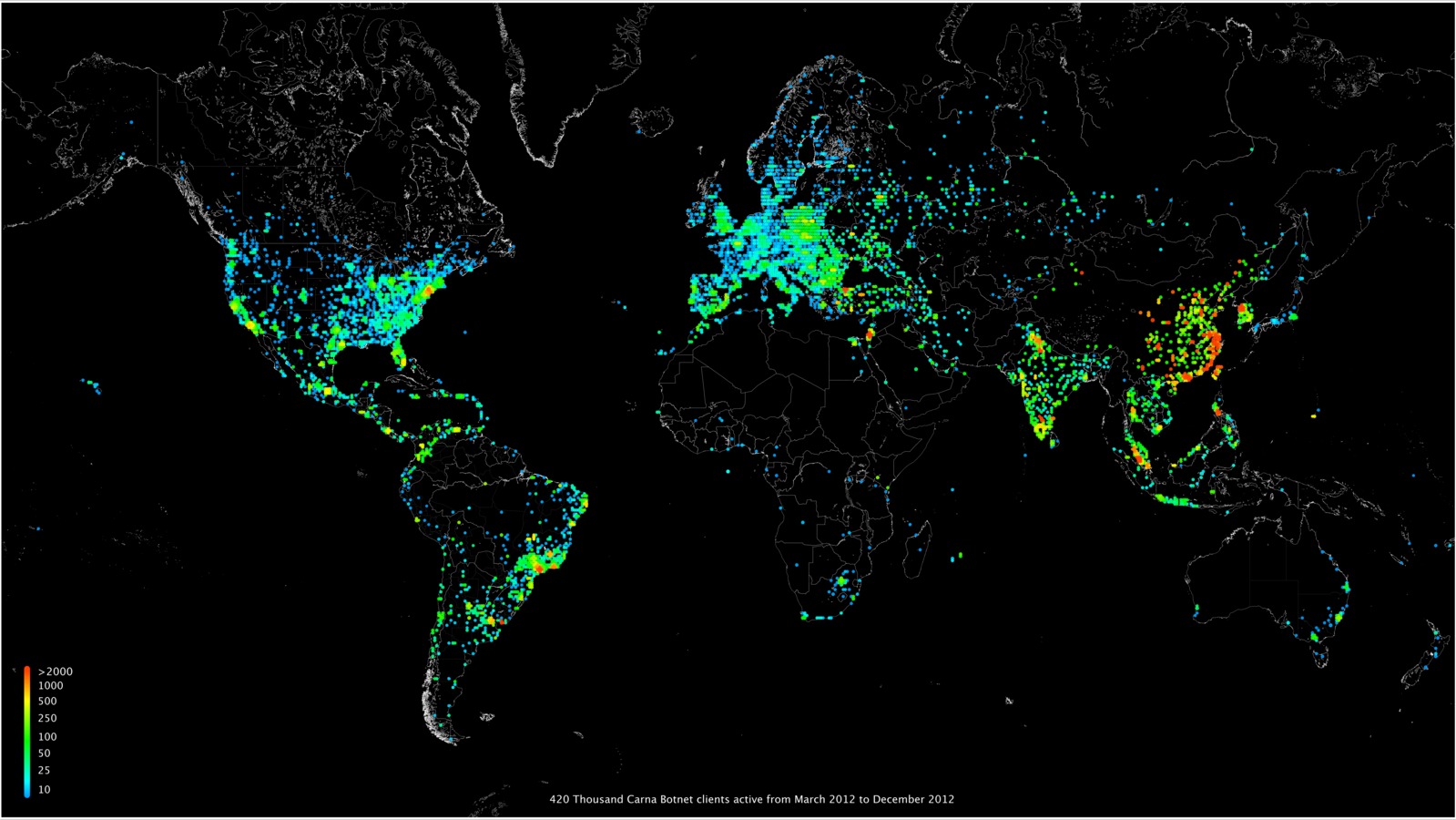 Mapa da atividade da Internet em 2012