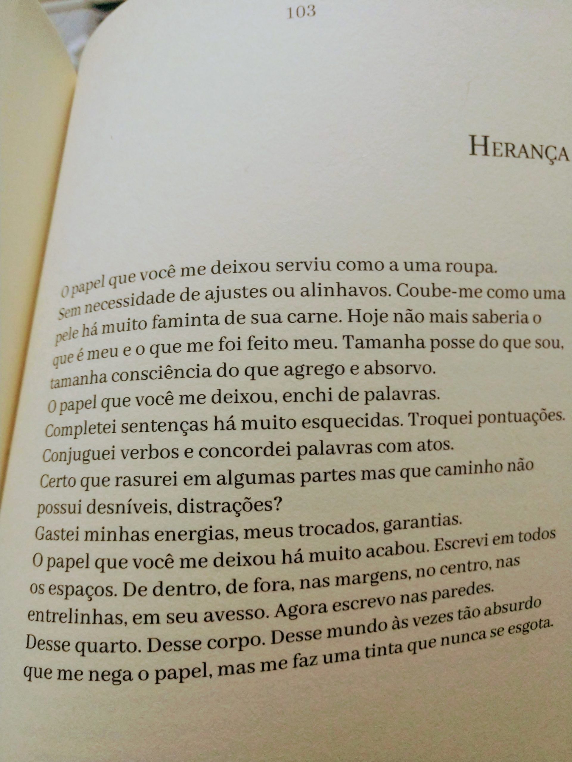 Poema Herança, de Márcia Novaes de Assis