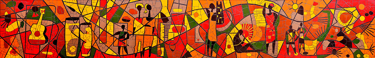 Mosaico representando a mistura de cultura negra no Brasil